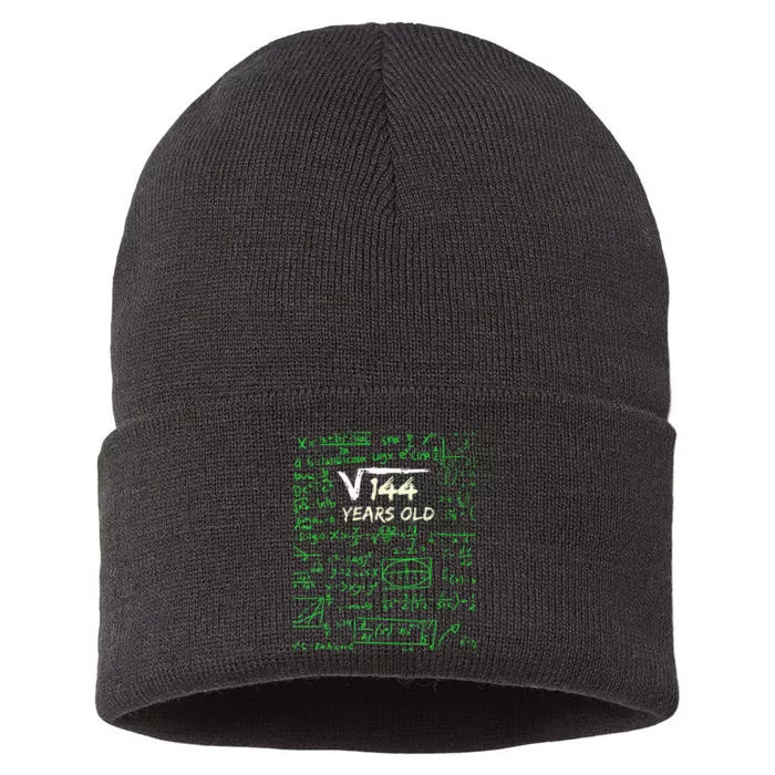 Square Root Of 144 12th Birthday 12 Years Old Gift Sustainable Knit Beanie