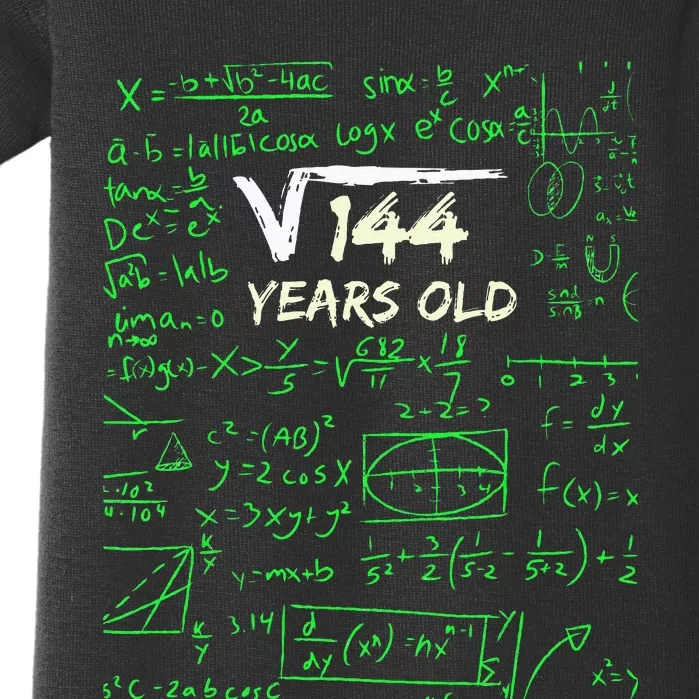 Square Root Of 144 12th Birthday 12 Years Old Gift Baby Bodysuit