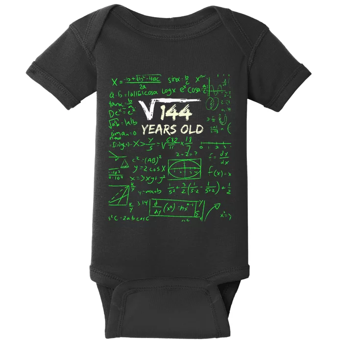 Square Root Of 144 12th Birthday 12 Years Old Gift Baby Bodysuit