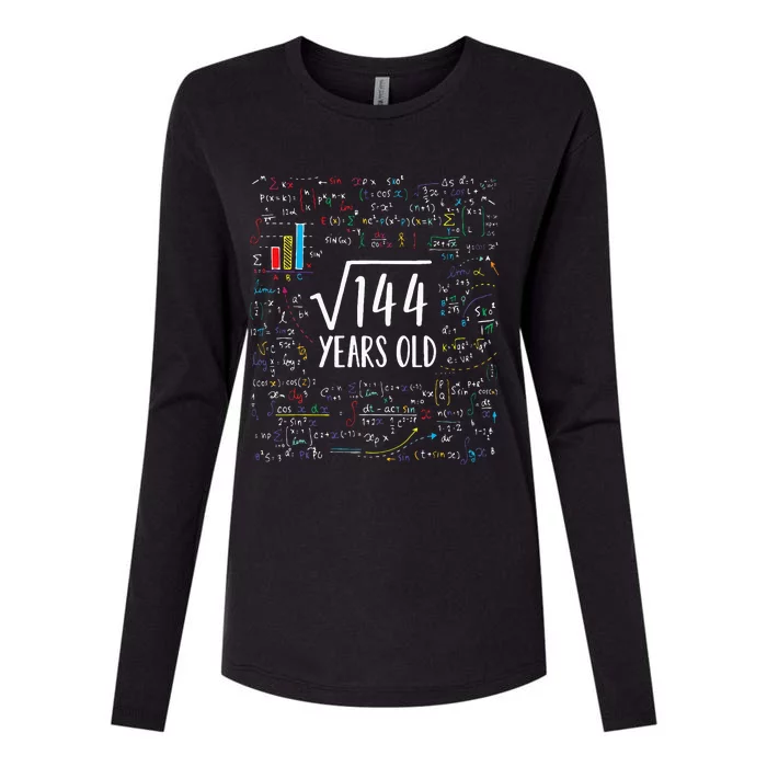 Square Root Of 144 12th Birthday 12 Year Old Gifts Math Bday Womens Cotton Relaxed Long Sleeve T-Shirt