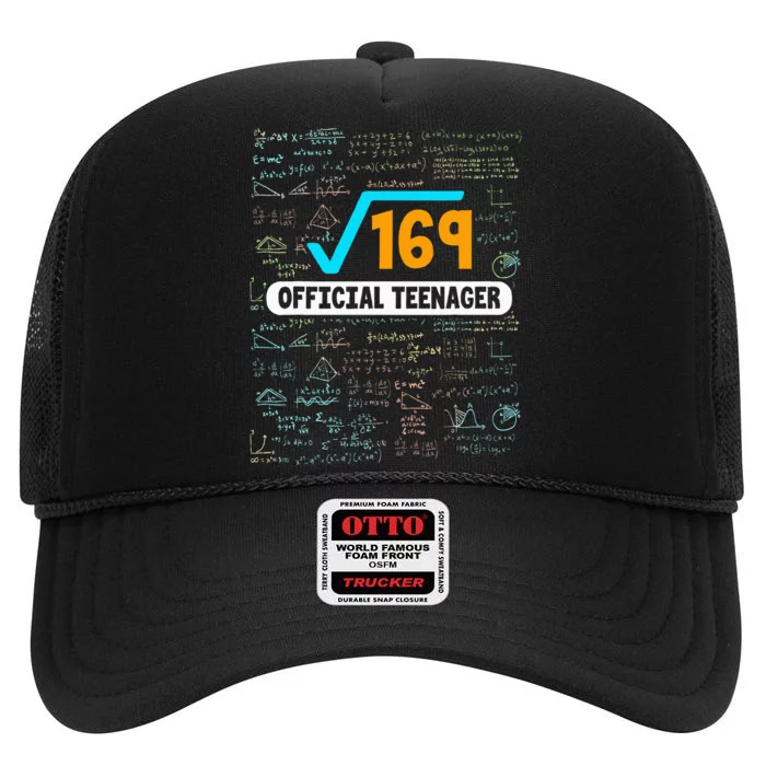 Square Root Of 169 13 Years Old Teenager Birthday High Crown Mesh Trucker Hat