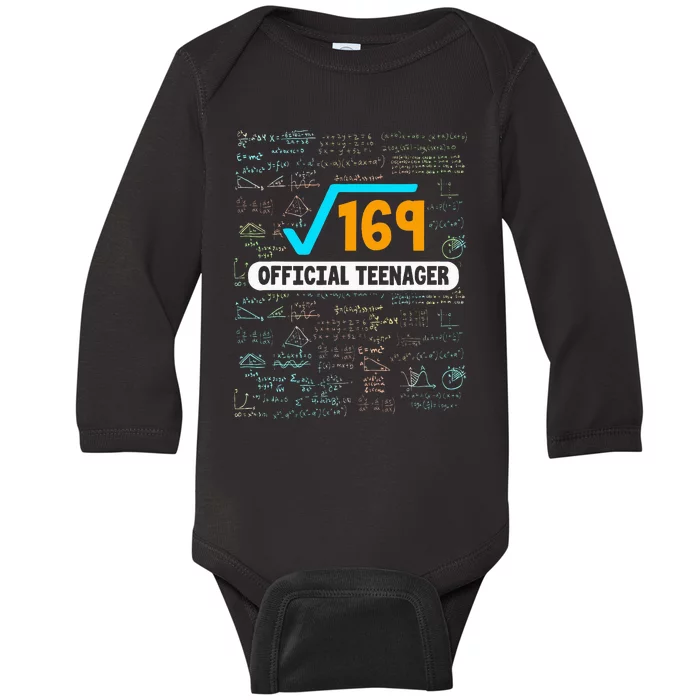 Square Root Of 169 13 Years Old Teenager Birthday Baby Long Sleeve Bodysuit