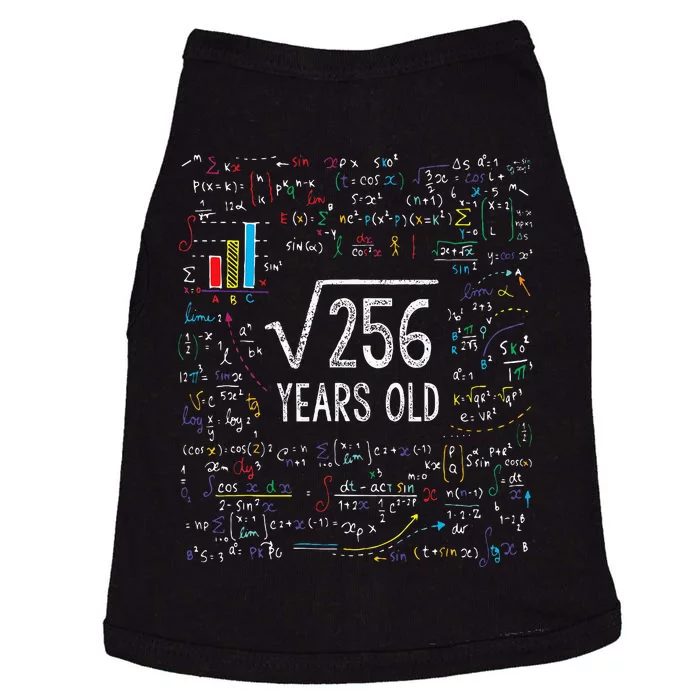 Square Root Of 256 16th Birthday 16 Year Old Gifts Math Bday Doggie Tank