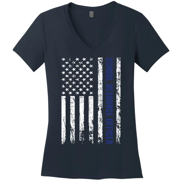 School Resource Officer SRO USA Flag Women's V-Neck T-Shirt