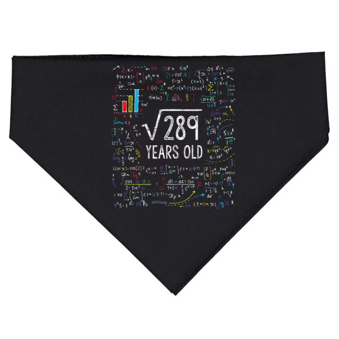 Square Root Of 289 17th Birthday 17 Year Old Gifts Math Bday USA-Made Doggie Bandana