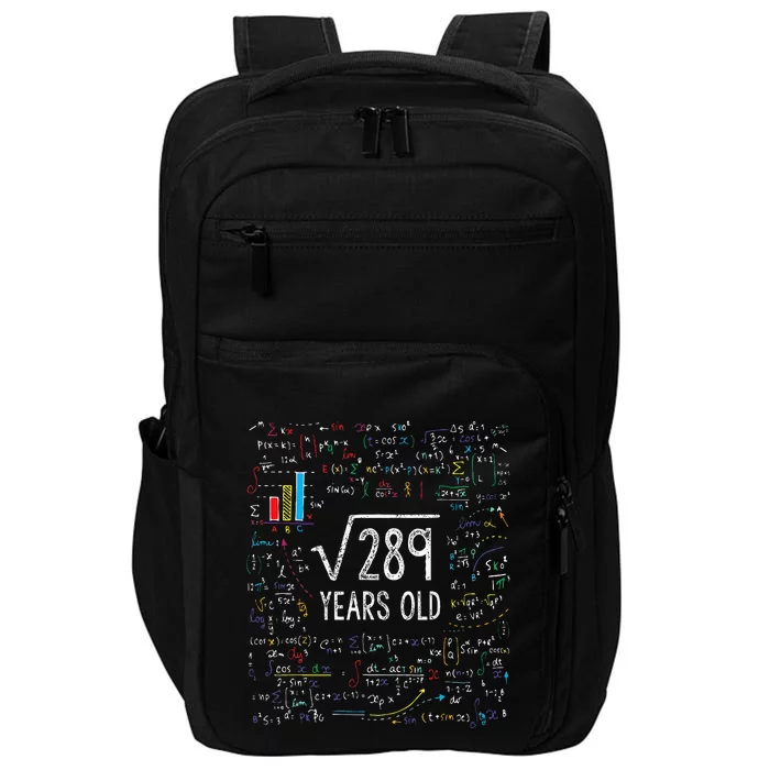 Square Root Of 289 17th Birthday 17 Year Old Gifts Math Bday Impact Tech Backpack