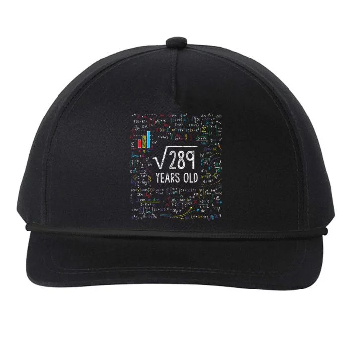 Square Root Of 289 17th Birthday 17 Year Old Gifts Math Bday Snapback Five-Panel Rope Hat