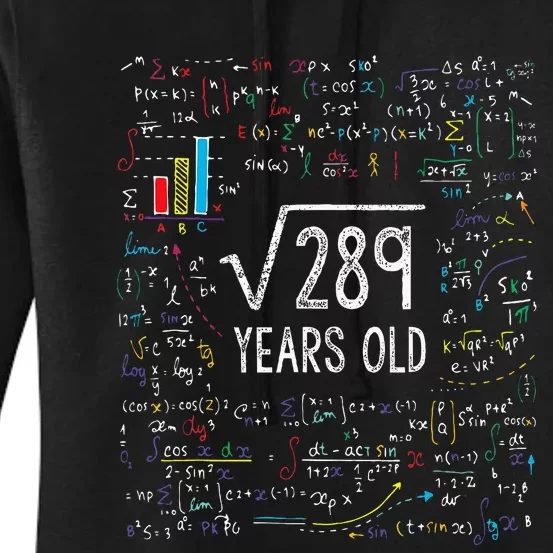 Square Root Of 289 17th Birthday 17 Year Old Gifts Math Bday Women's Pullover Hoodie