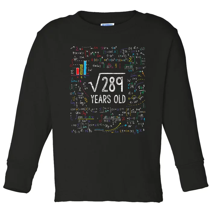 Square Root Of 289 17th Birthday 17 Year Old Gifts Math Bday Toddler Long Sleeve Shirt