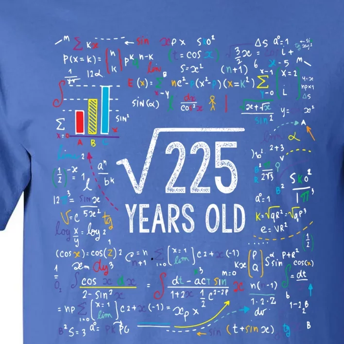 Square Root Of 225 15th Birthday Gift 15 Year Old Gifts Math Bday Gift Tall T-Shirt