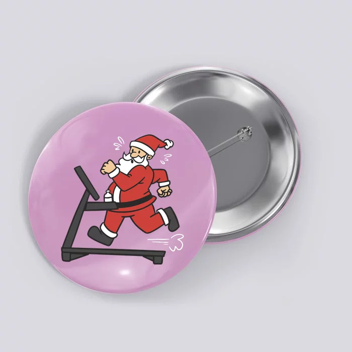 Santa Running On Treadmill Funny Fitness Button