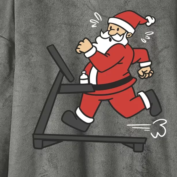 Santa Running On Treadmill Funny Fitness Hooded Wearable Blanket