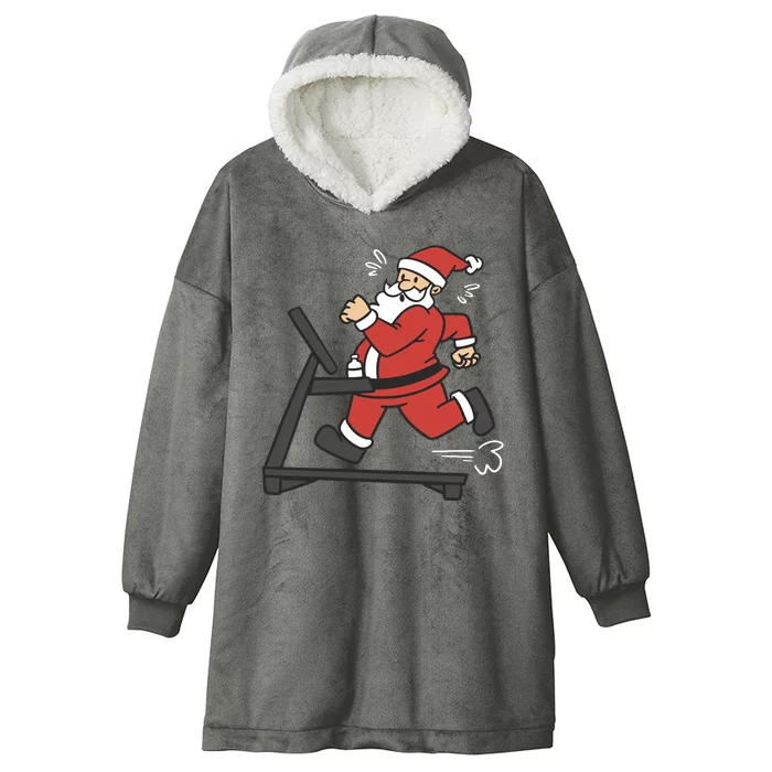 Santa Running On Treadmill Funny Fitness Hooded Wearable Blanket