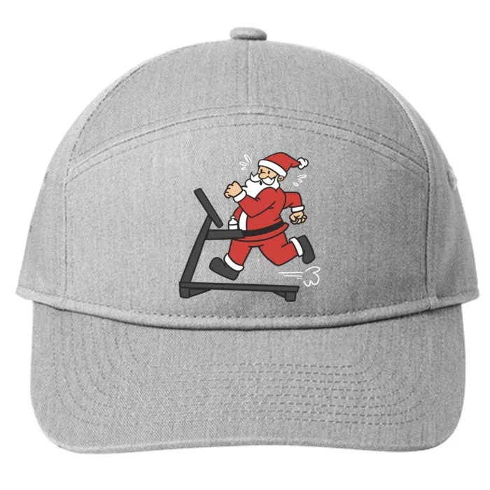 Santa Running On Treadmill Funny Fitness 7-Panel Snapback Hat