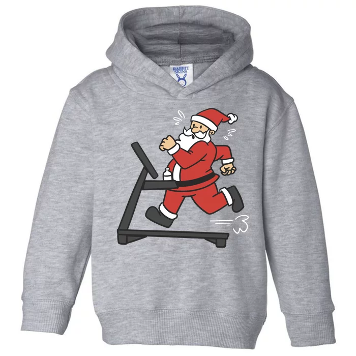 Santa Running On Treadmill Funny Fitness Toddler Hoodie