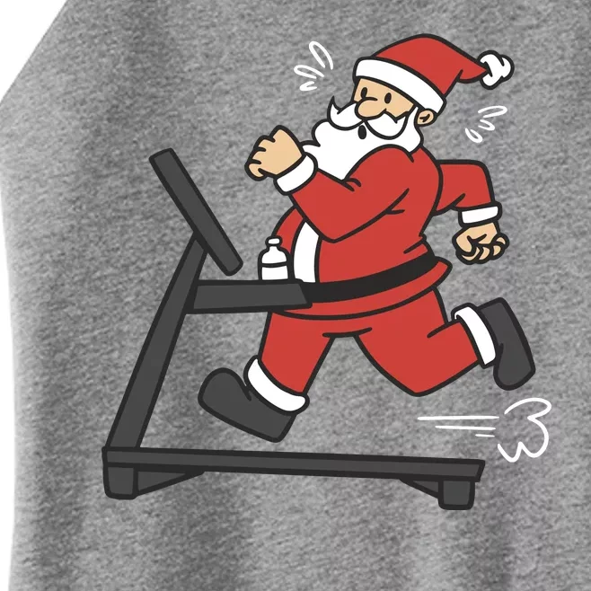 Santa Running On Treadmill Funny Fitness Women’s Perfect Tri Rocker Tank