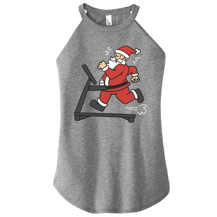 Santa Running On Treadmill Funny Fitness Women’s Perfect Tri Rocker Tank