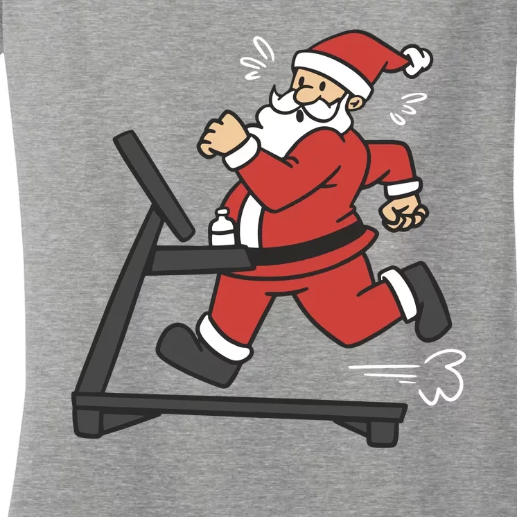 Santa Running On Treadmill Funny Fitness Women's V-Neck T-Shirt