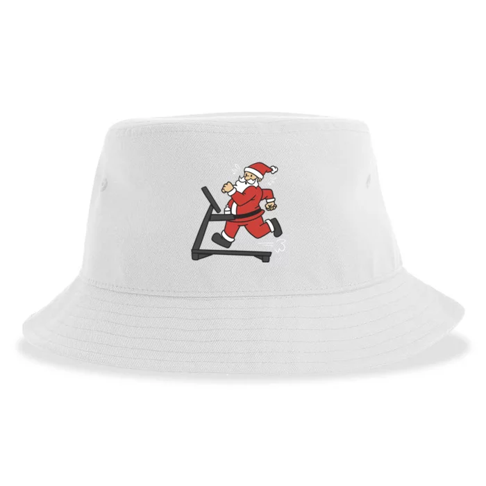 Santa Running On Treadmill Funny Fitness Sustainable Bucket Hat