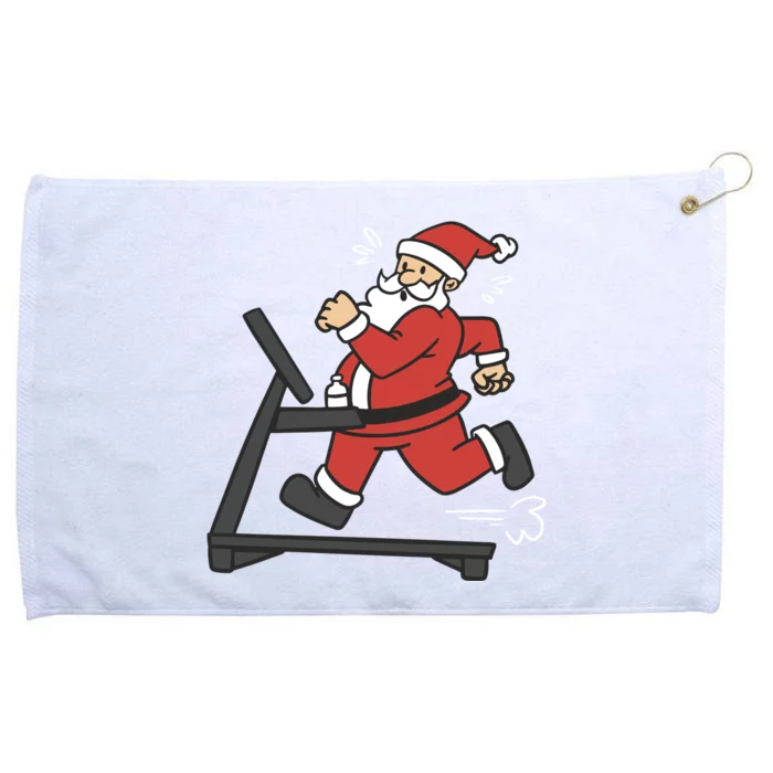 Santa Running On Treadmill Funny Fitness Grommeted Golf Towel