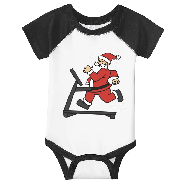 Santa Running On Treadmill Funny Fitness Infant Baby Jersey Bodysuit