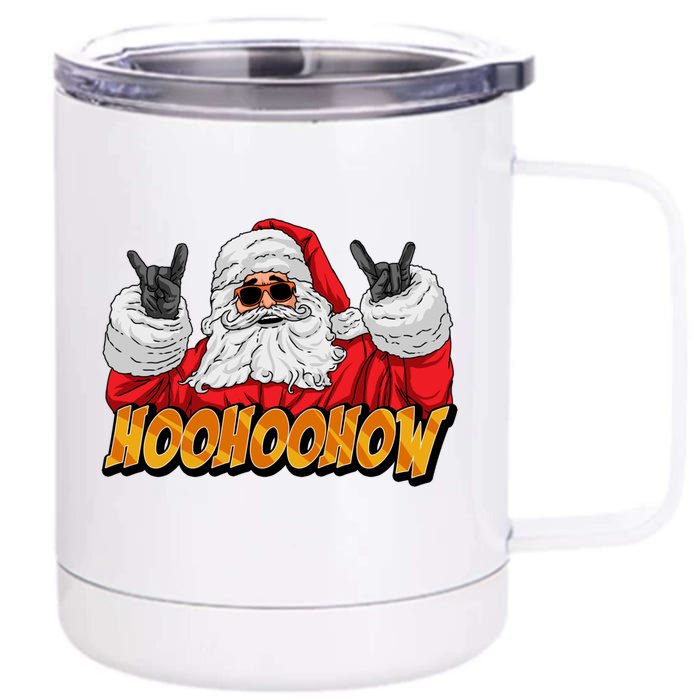 Santa Rock On Hand Christmas Pajama Cool Xmas Rocker Gift Front & Back 12oz Stainless Steel Tumbler Cup