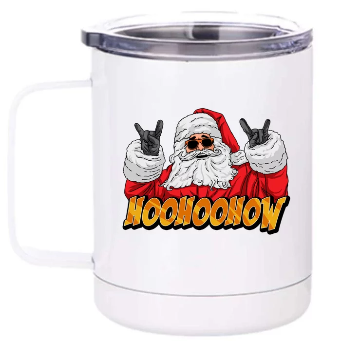 Santa Rock On Hand Christmas Pajama Cool Xmas Rocker Gift Front & Back 12oz Stainless Steel Tumbler Cup