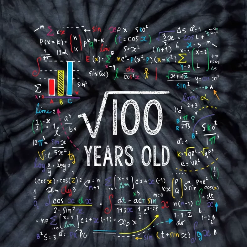 Square Root Of 100 10th Birthday 10 Year Old Gifts Math Bday Tie-Dye T-Shirt