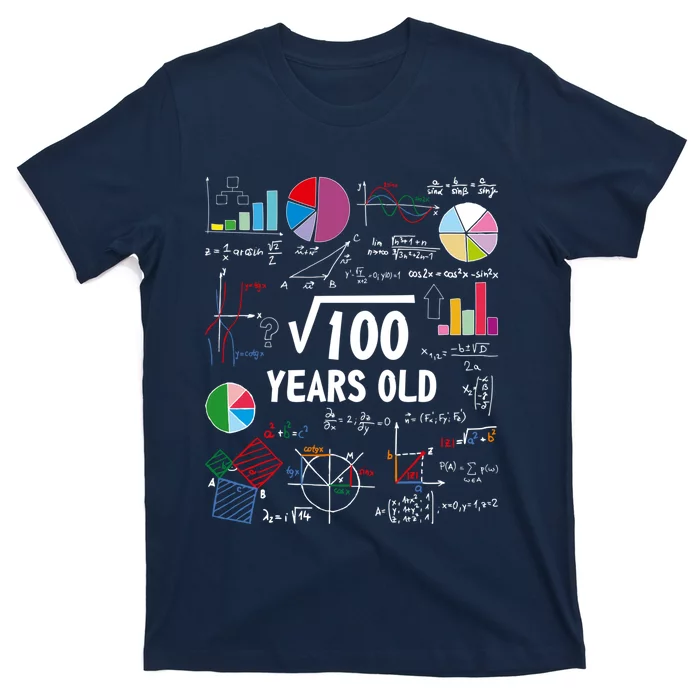 Square Root Of 100 10th Birthday 10 Year Old Love Math T-Shirt