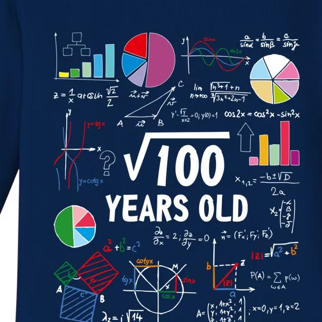 Square Root Of 100 10th Birthday 10 Year Old Love Math Baby Long Sleeve Bodysuit