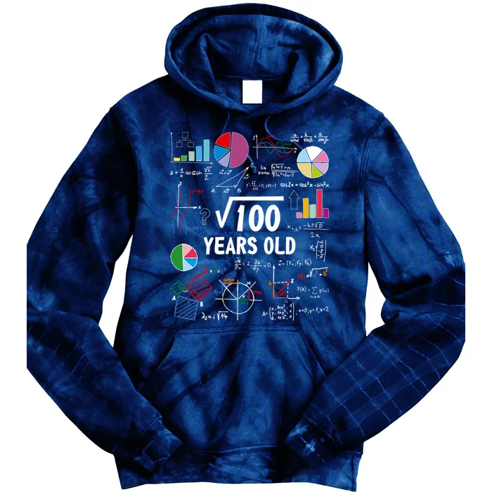 Square Root Of 100 10th Birthday 10 Year Old Love Math Tie Dye Hoodie