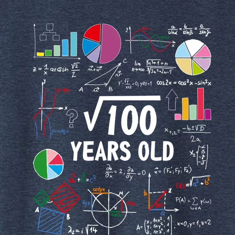 Square Root Of 100 10th Birthday 10 Year Old Love Math Women's Crop Top Tee