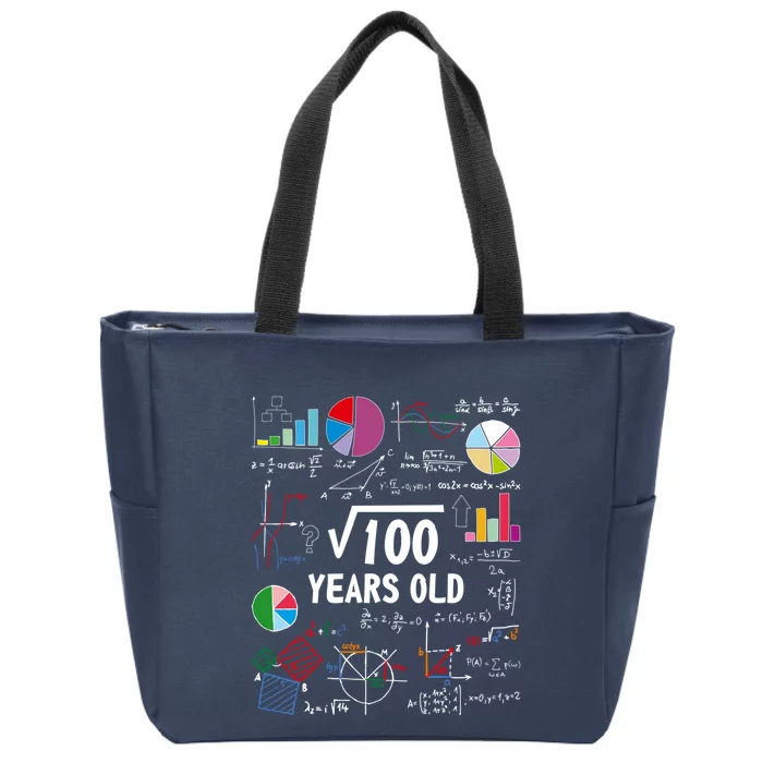 Square Root Of 100 10th Birthday 10 Year Old Love Math Zip Tote Bag