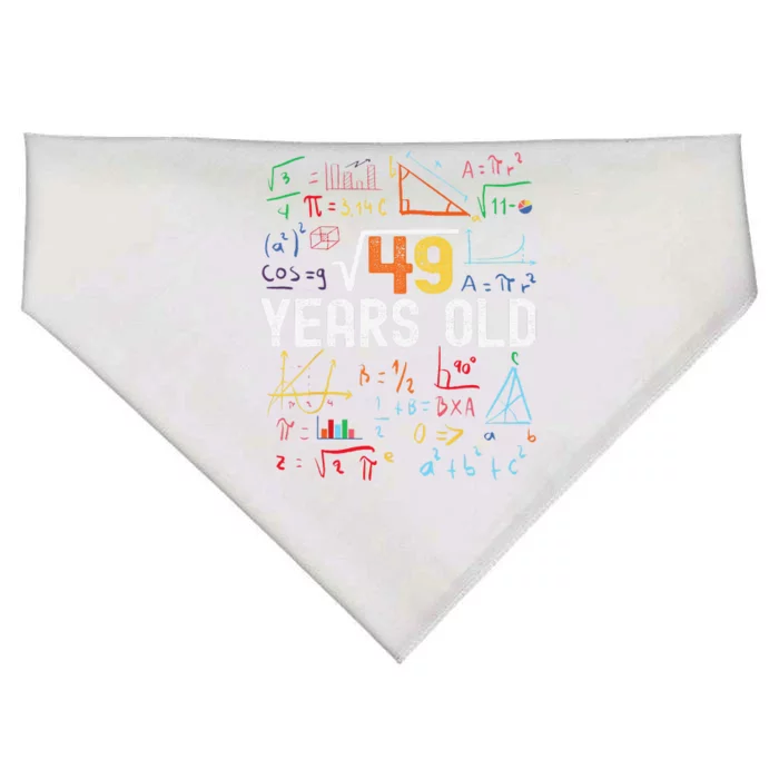 Square Root Of 49 7th Birthday 7 Years Old Birthday USA-Made Doggie Bandana