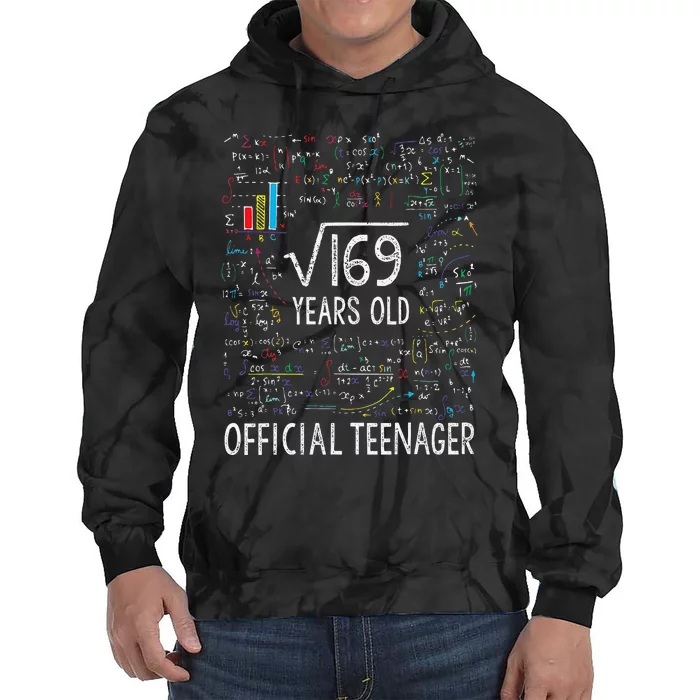 Square Root Of 169 13 Years Old Nager Birthday Tie Dye Hoodie