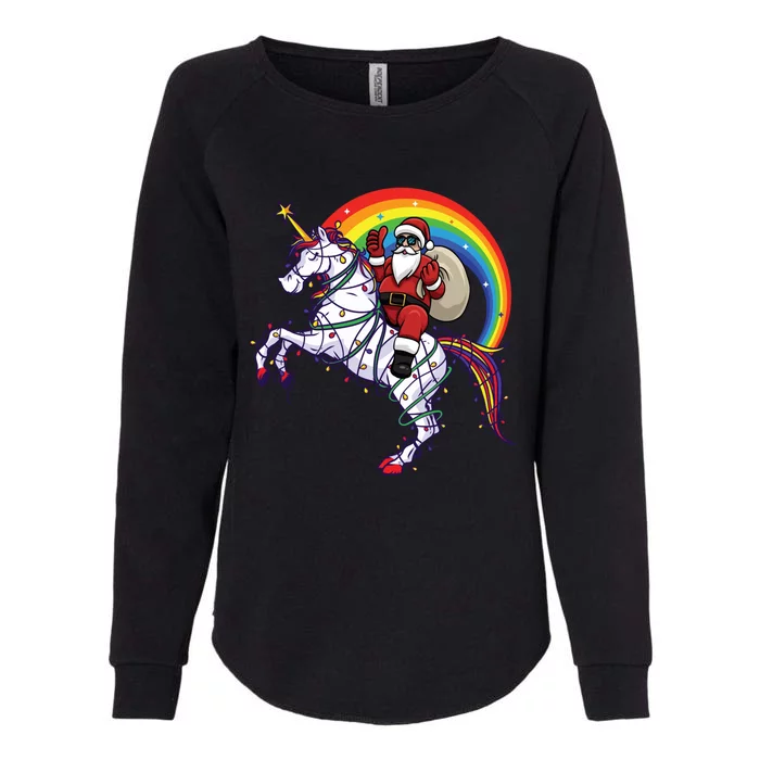 Santa Riding On Unicorn Christmas Gift Great Gift Womens California Wash Sweatshirt