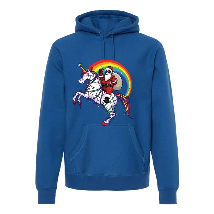 Santa Riding On Unicorn Christmas Gift Great Gift Premium Hoodie