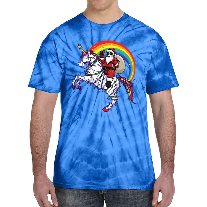 Santa Riding On Unicorn Christmas Gift Great Gift Tie-Dye T-Shirt