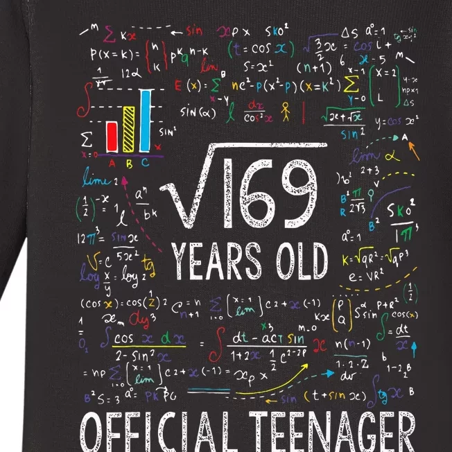 Square Root Of 169 13 Years Old Of.ficial Teenager Birthday Baby Long Sleeve Bodysuit