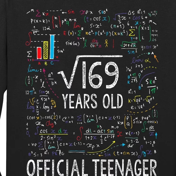 Square Root Of 169 13 Years Old Of.ficial Teenager Birthday Tall Long Sleeve T-Shirt