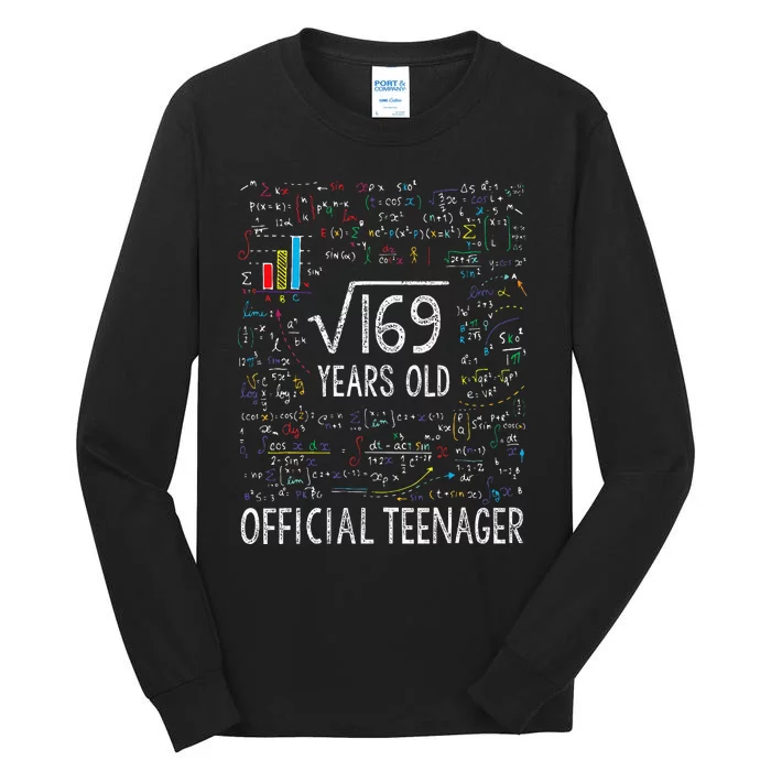 Square Root Of 169 13 Years Old Of.ficial Teenager Birthday Tall Long Sleeve T-Shirt