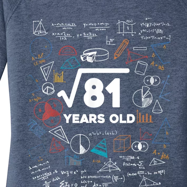 Square Root Of 81 9th Birthday Math Lover 9 Year Old Bday Women's Perfect Tri Tunic Long Sleeve Shirt