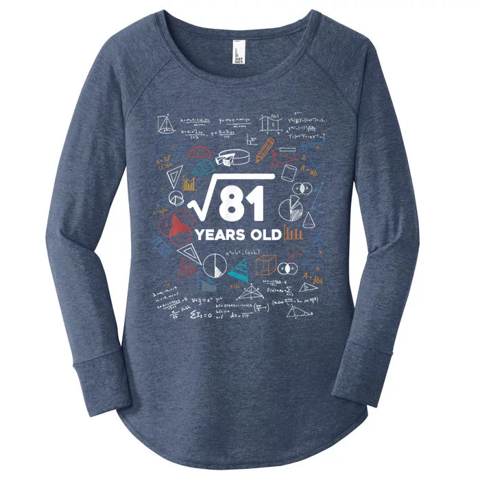 Square Root Of 81 9th Birthday Math Lover 9 Year Old Bday Women's Perfect Tri Tunic Long Sleeve Shirt