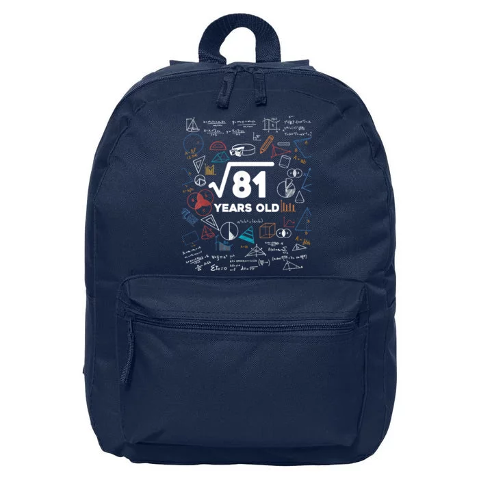 Square Root Of 81 9th Birthday Math Lover 9 Year Old Bday 16 in Basic Backpack