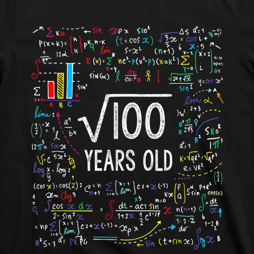 Square Root Of 100 10th Birthday 10 Year Old Gifts Math Bday T-Shirt