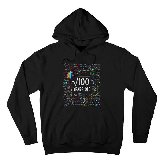 Square Root Of 100 10th Birthday 10 Year Old Gifts Math Bday Tall Hoodie