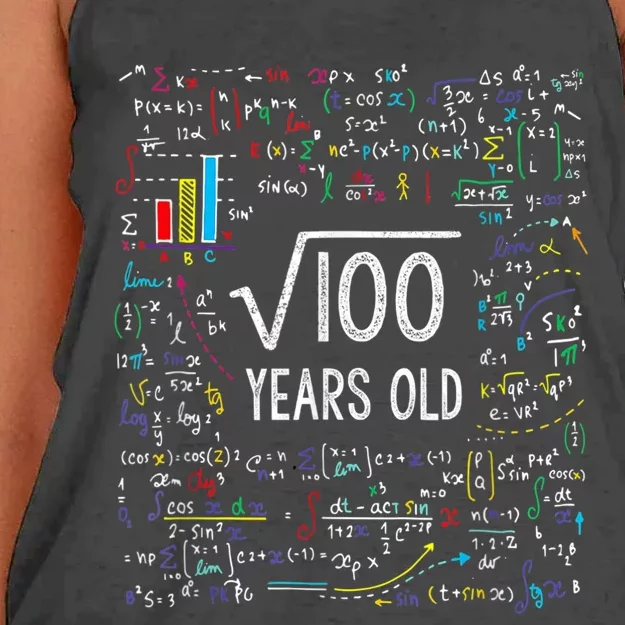 Square Root Of 100 10th Birthday 10 Year Old Gifts Math Bday Women's Knotted Racerback Tank