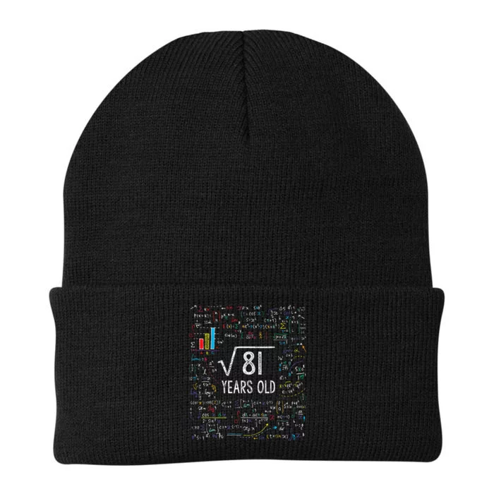 Square Root Of 81 9th Birthday 9 Year Old Gifts Math Bday Knit Cap Winter Beanie