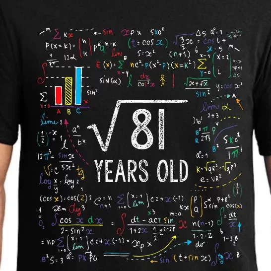 Square Root Of 81 9th Birthday 9 Year Old Gifts Math Bday Pajama Set