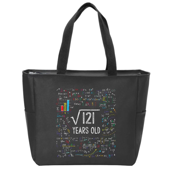 Square Root Of 121 11th Birthday 11 Year Old Gifts Math Bday Zip Tote Bag